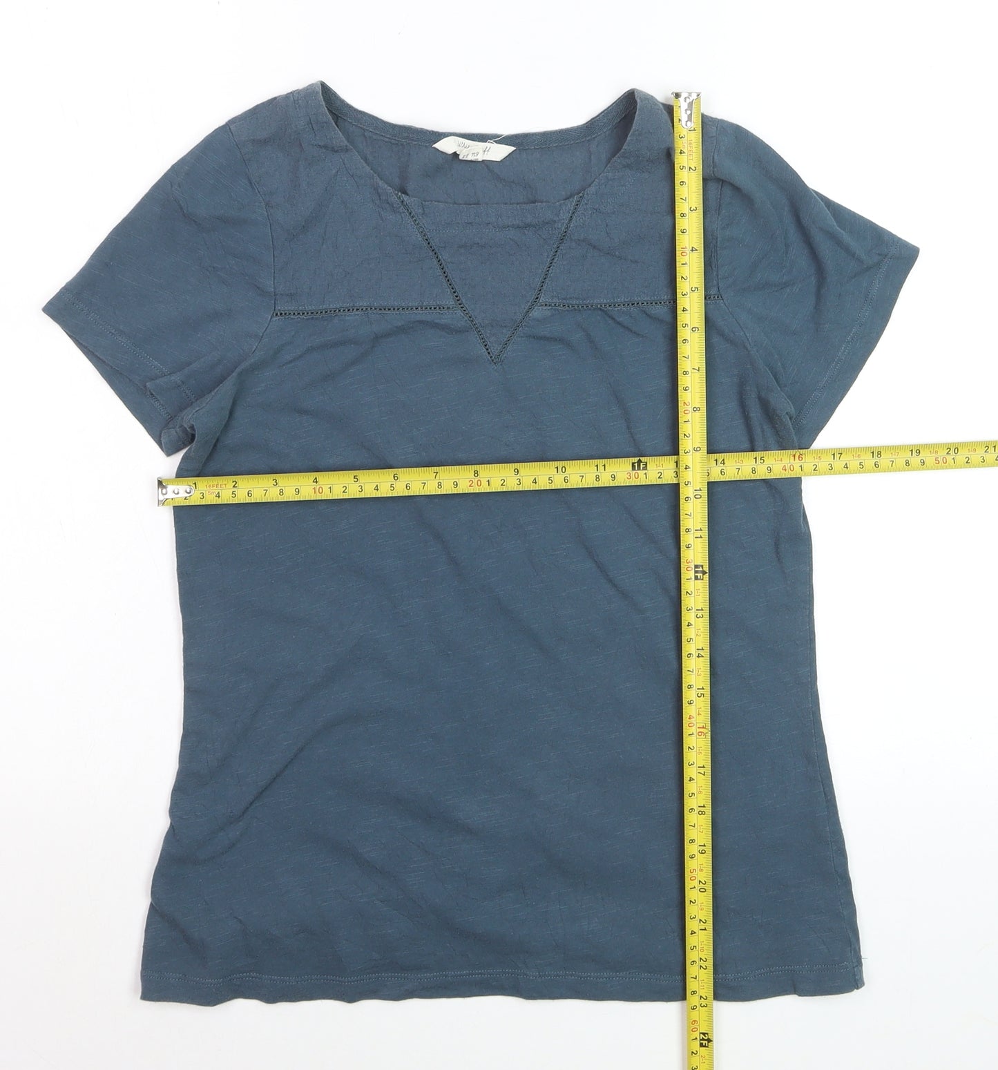 White Stuff Women's Blue Cotton Short Sleeve T-Shirt Size 10