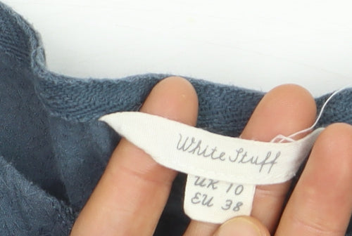 White Stuff Women's Blue Cotton Short Sleeve T-Shirt Size 10