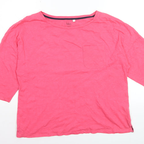 Boden Womens Pink L Basic Cotton 3/4 Sleeve Relaxed Fit T-Shirt