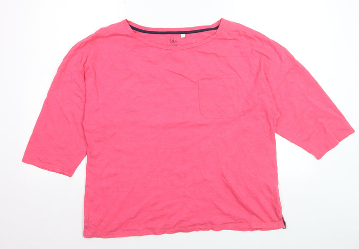 Boden Womens Pink L Basic Cotton 3/4 Sleeve Relaxed Fit T-Shirt