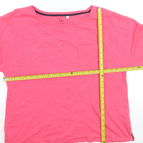 Boden Womens Pink L Basic Cotton 3/4 Sleeve Relaxed Fit T-Shirt