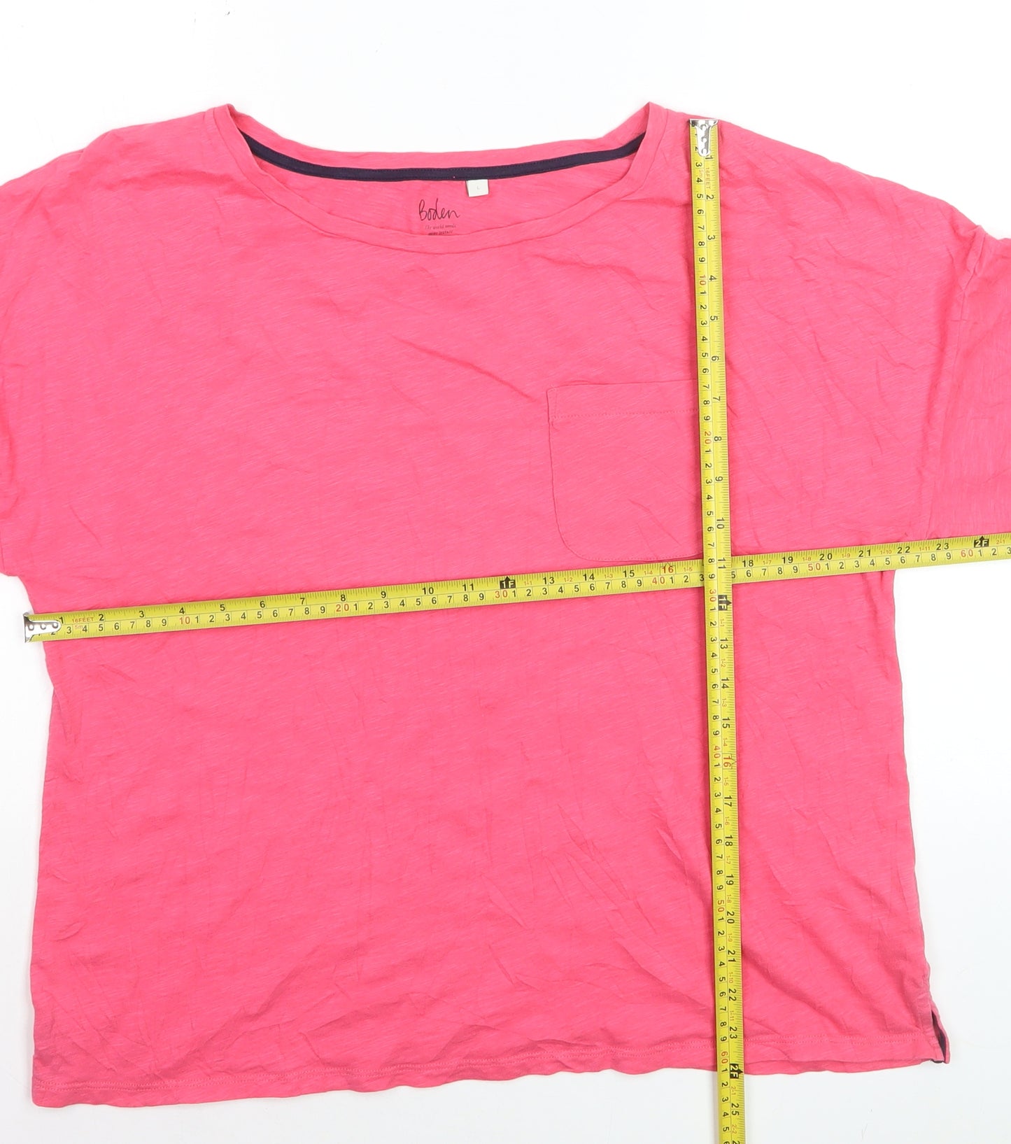 Boden Womens Pink L Basic Cotton 3/4 Sleeve Relaxed Fit T-Shirt