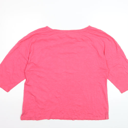 Boden Womens Pink L Basic Cotton 3/4 Sleeve Relaxed Fit T-Shirt
