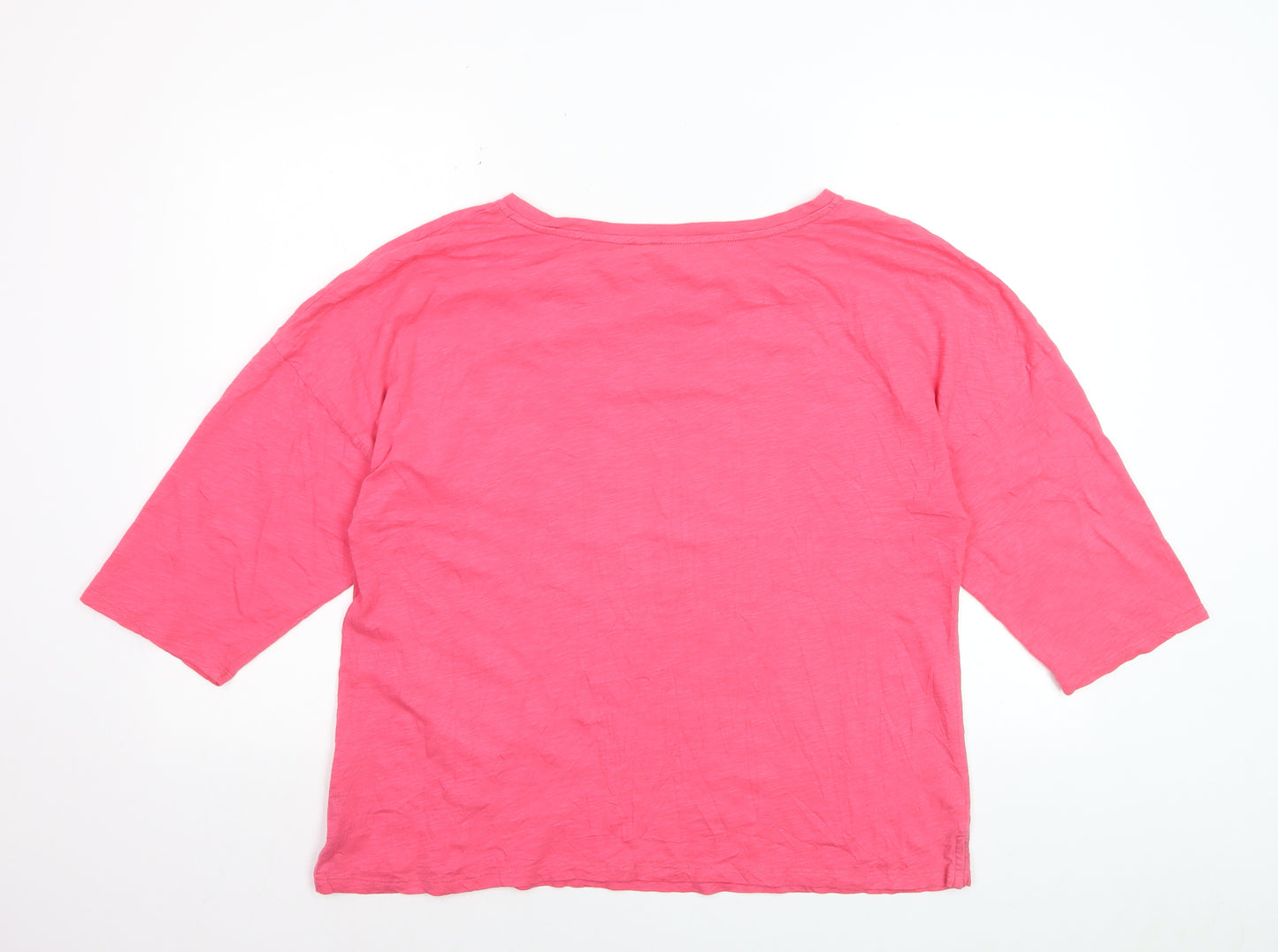 Boden Womens Pink L Basic Cotton 3/4 Sleeve Relaxed Fit T-Shirt