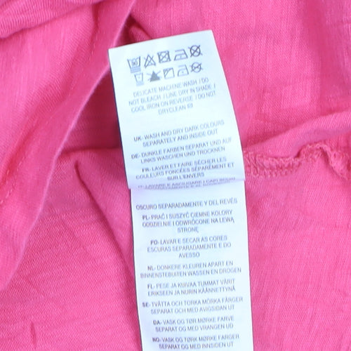 Boden Womens Pink L Basic Cotton 3/4 Sleeve Relaxed Fit T-Shirt