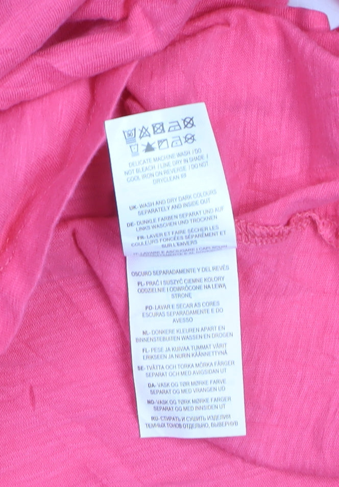 Boden Womens Pink L Basic Cotton 3/4 Sleeve Relaxed Fit T-Shirt