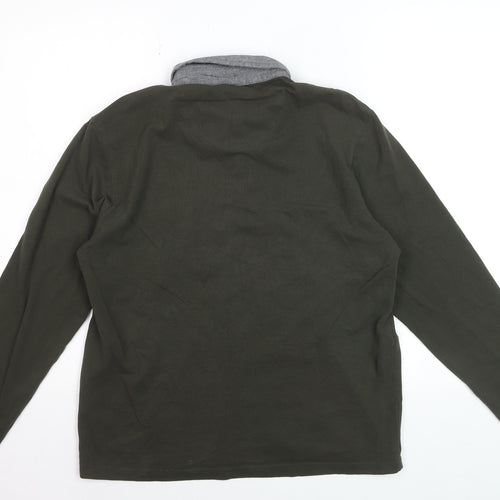 Brave Soul Men's Green Long Sleeve Collared Polo Shirt Size M
