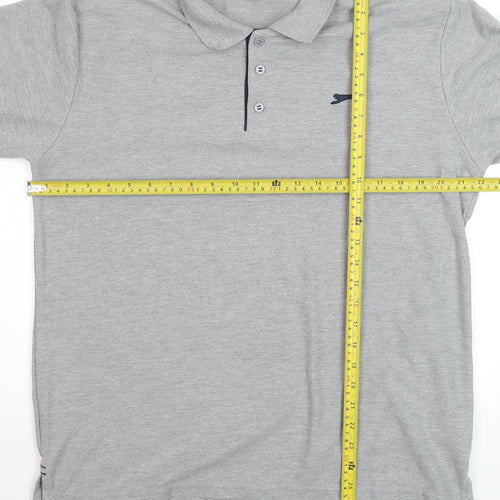 Slazenger Men's Grey Regular Fit Short Sleeve Polo Shirt L