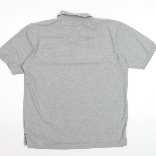 Slazenger Men's Grey Regular Fit Short Sleeve Polo Shirt L