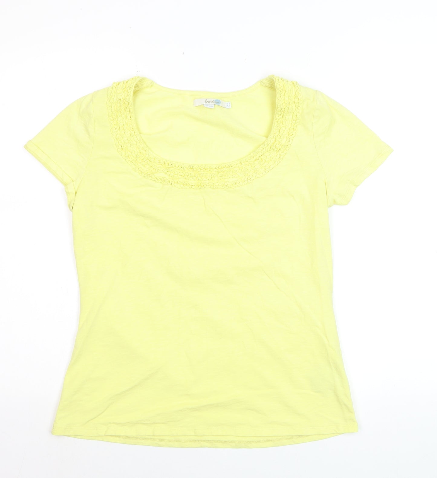 Boden Women's Yellow Scoop Neck Short Sleeve Cotton T-Shirt Size 14