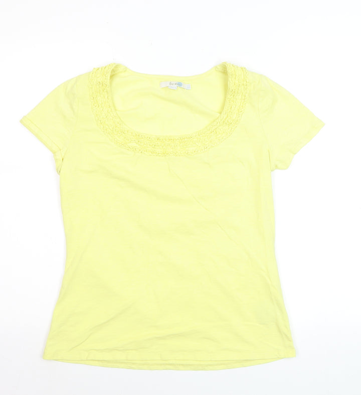 Boden Women's Yellow Scoop Neck Short Sleeve Cotton T-Shirt Size 14