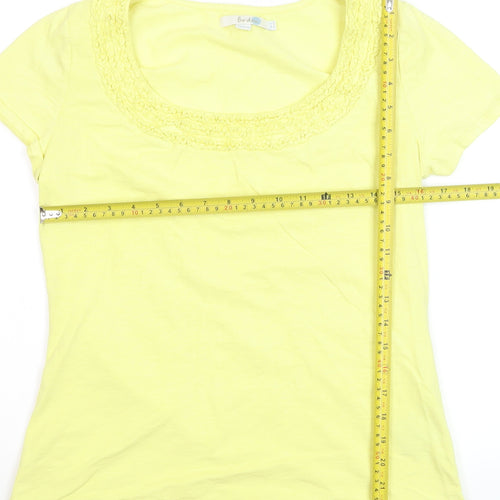 Boden Women's Yellow Scoop Neck Short Sleeve Cotton T-Shirt Size 14