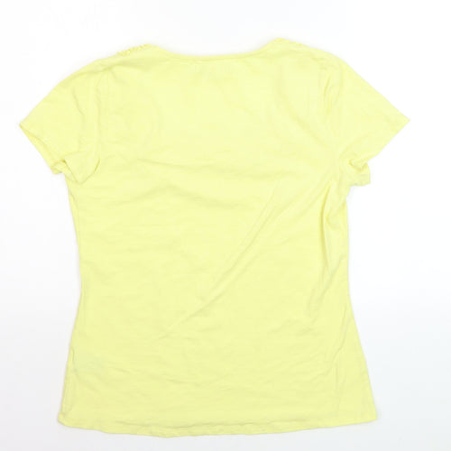Boden Women's Yellow Scoop Neck Short Sleeve Cotton T-Shirt Size 14