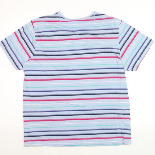 Lincoln Men's Multicoloured Striped Cotton Blend Crew Neck T-Shirt Large