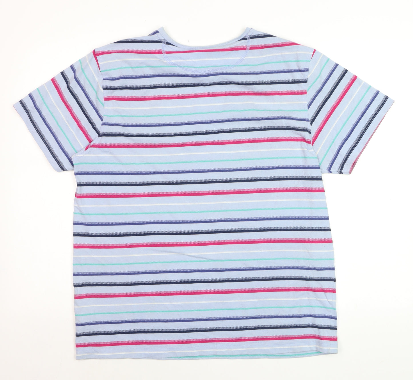 Lincoln Men's Multicoloured Striped Cotton Blend Crew Neck T-Shirt Large