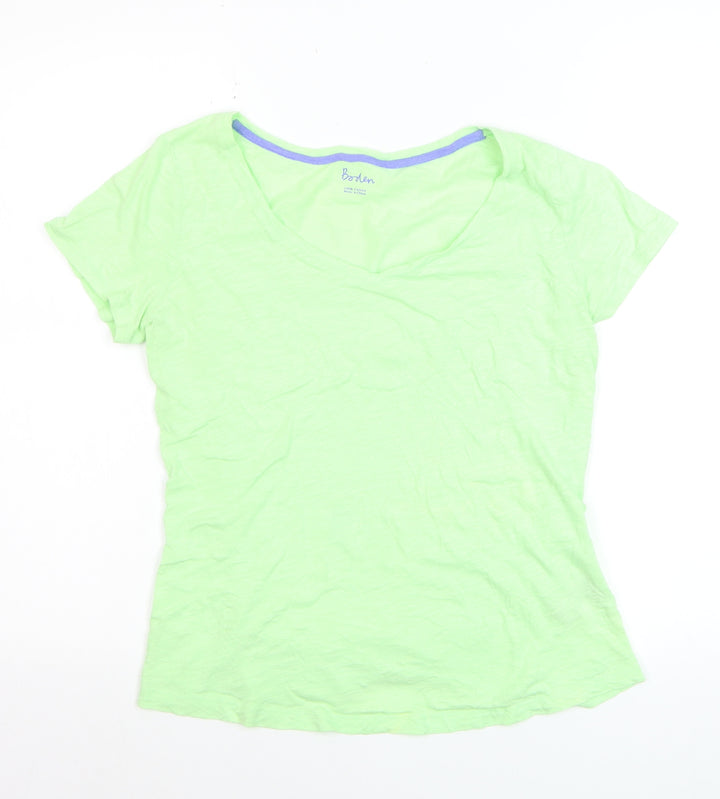 Boden Women's Green Cotton V-Neck T-Shirt Size 12
