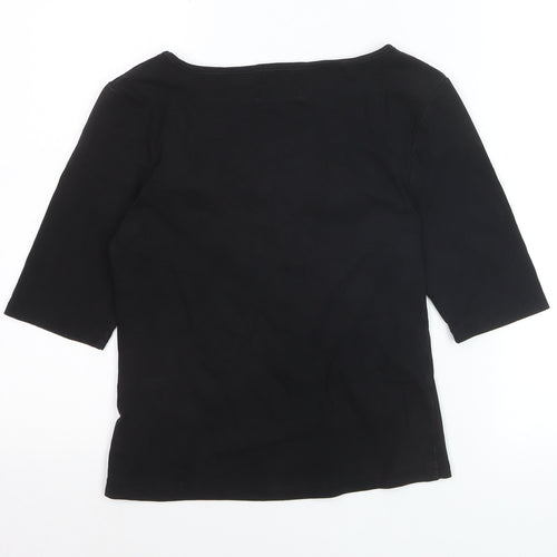 Hell Bunny Womens Black 3/4 Sleeve Cotton Elastane Basic Blouse UK 12