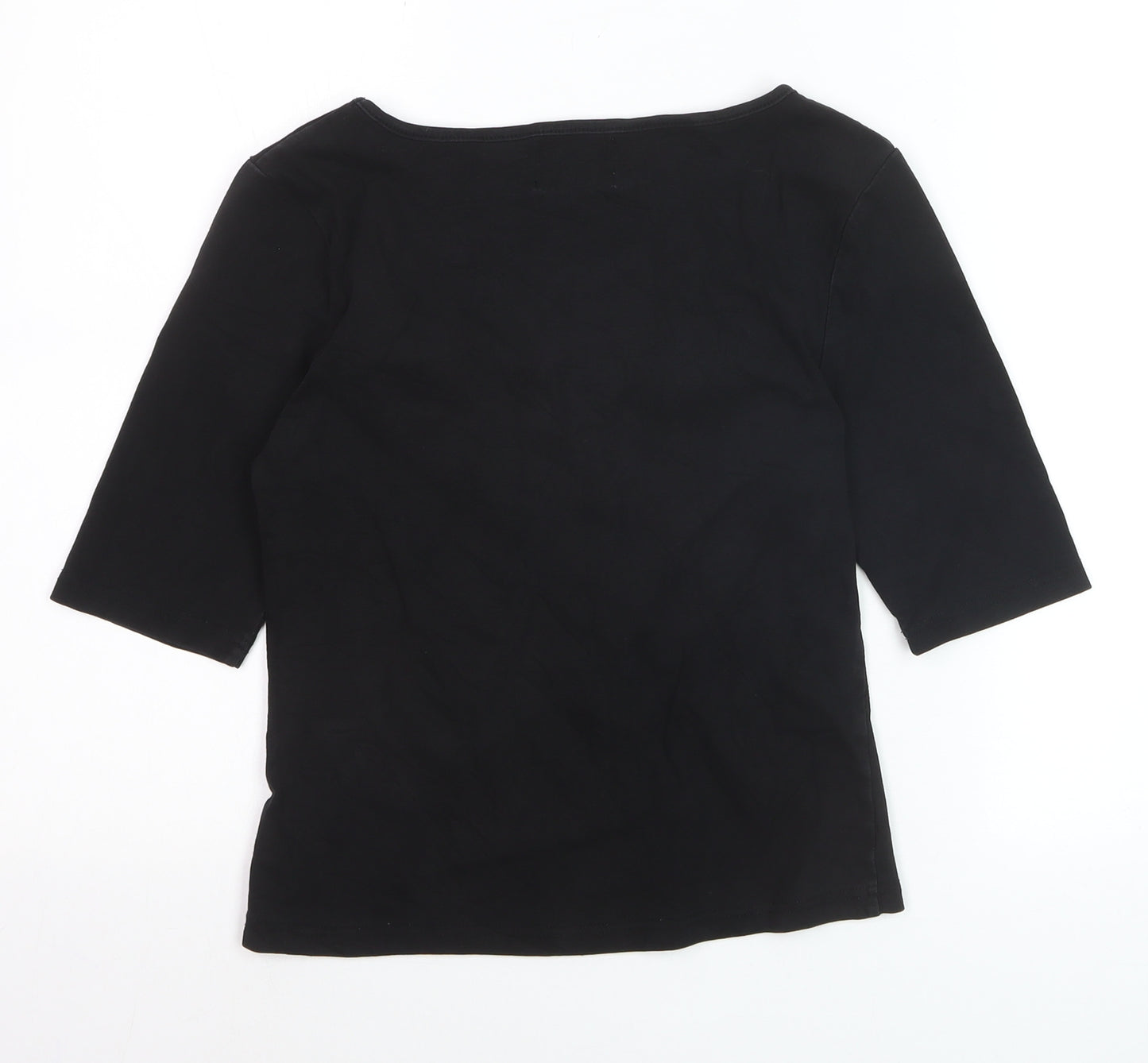 Hell Bunny Womens Black 3/4 Sleeve Cotton Elastane Basic Blouse UK 12