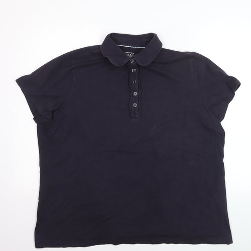 Lands’ End Men’s Black 2XL Polo Shirt Short Sleeve Cotton Stretch