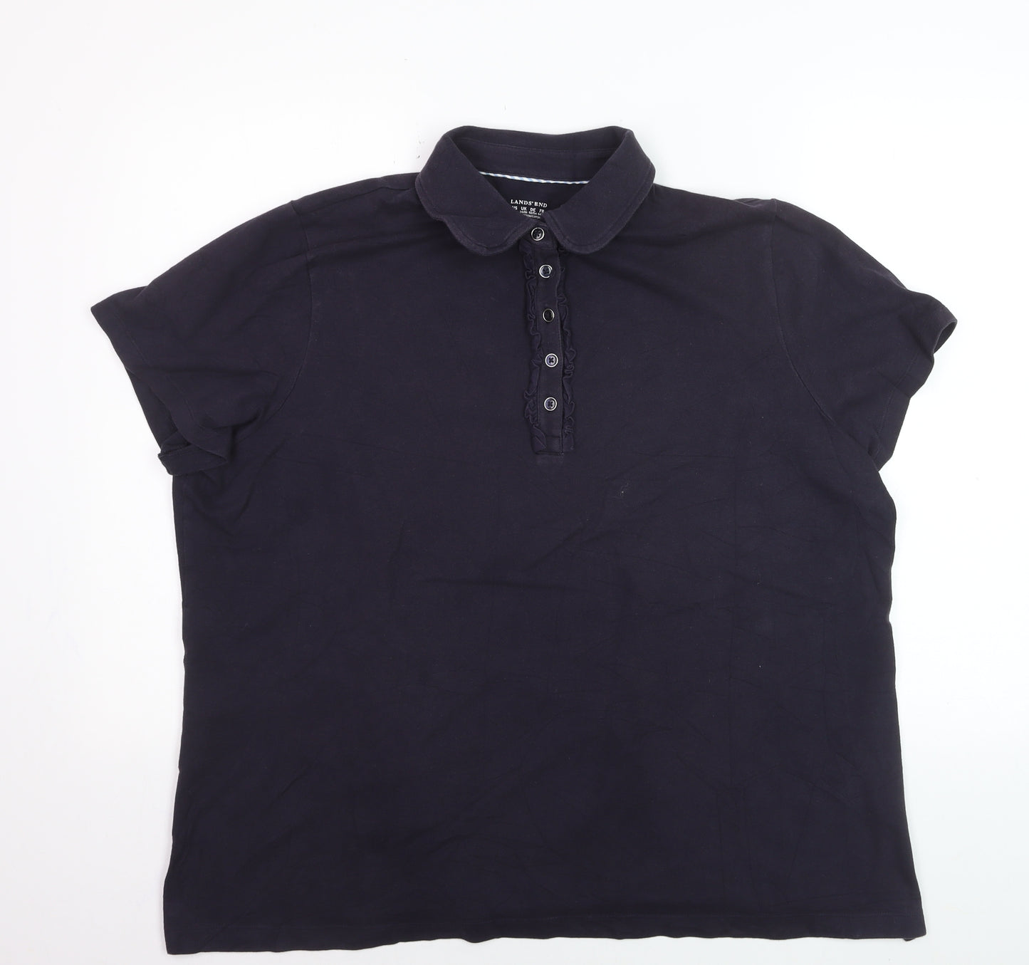 Lands’ End Men’s Black 2XL Polo Shirt Short Sleeve Cotton Stretch