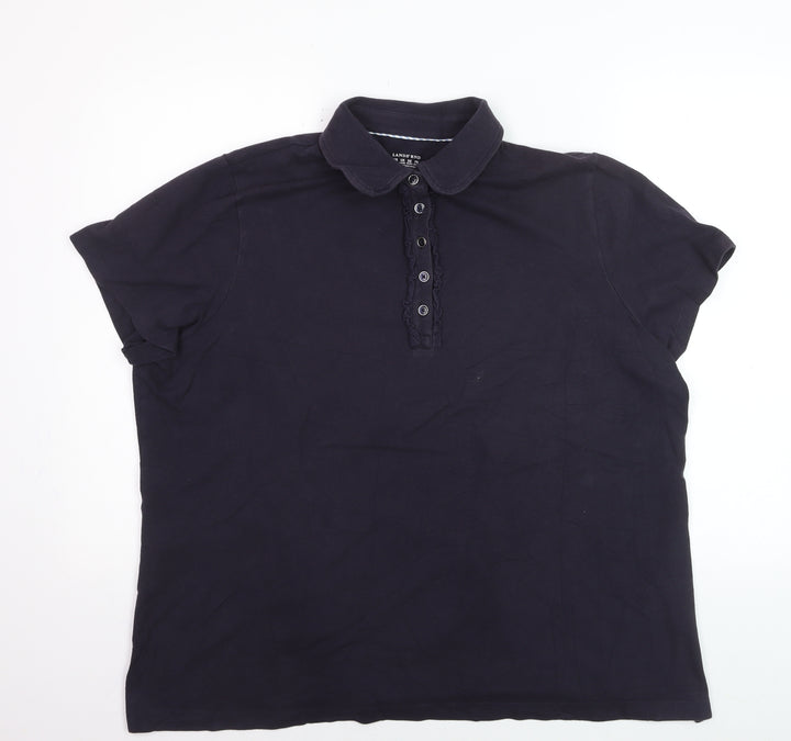 Lands’ End Men’s Black 2XL Polo Shirt Short Sleeve Cotton Stretch