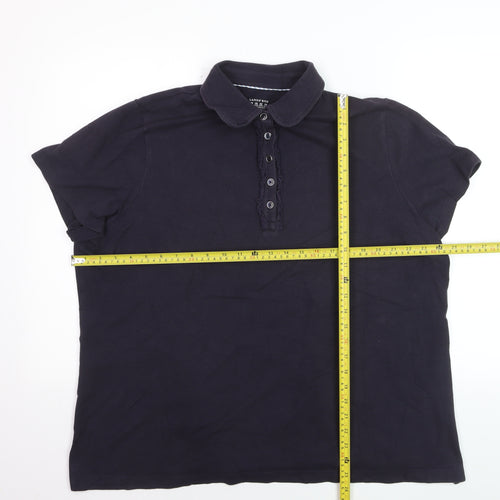 Lands’ End Men’s Black 2XL Polo Shirt Short Sleeve Cotton Stretch