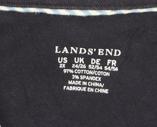 Lands’ End Men’s Black 2XL Polo Shirt Short Sleeve Cotton Stretch