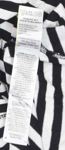 Marks and Spencer Women’s Black Stripe Viscose A-Line Knee Dress Size 16
