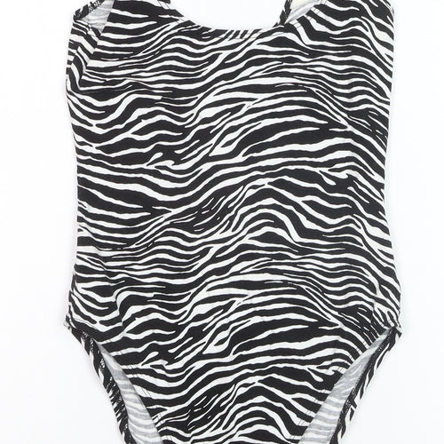 Miss Selfridge Women's Black Zebra Print Bodysuit UK 8