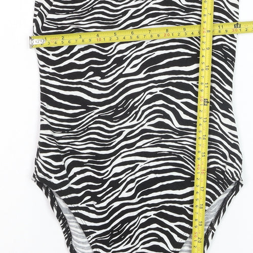 Miss Selfridge Women's Black Zebra Print Bodysuit UK 8