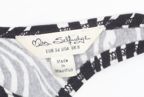 Miss Selfridge Women's Black Zebra Print Bodysuit UK 8