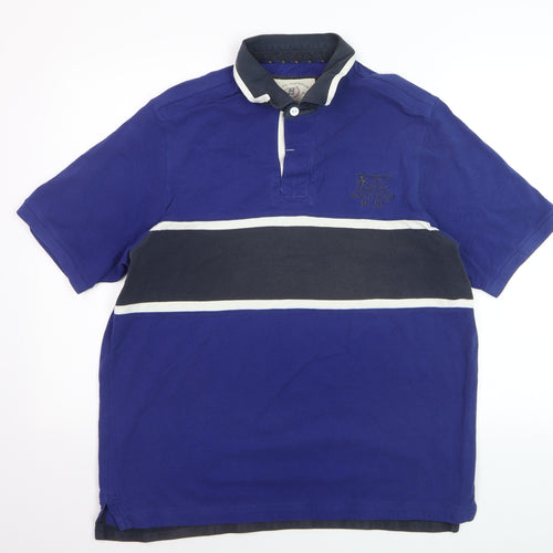 Marks and Spencer Men's Blue Rugby Polo Shirt Large Cotton