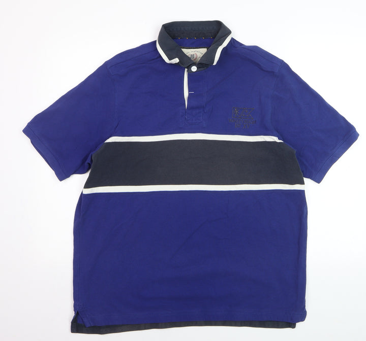 Marks and Spencer Men's Blue Rugby Polo Shirt Large Cotton
