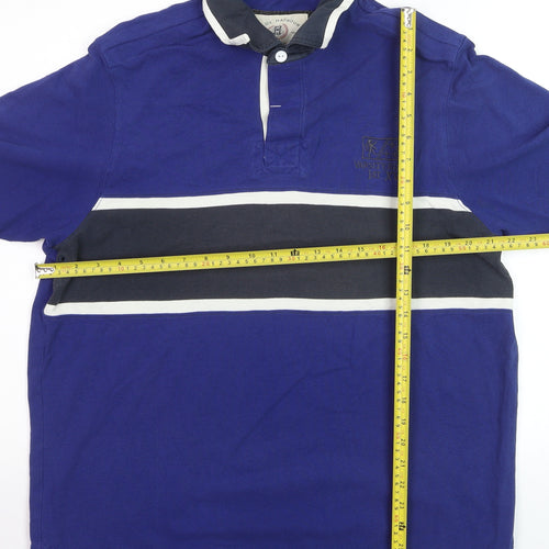Marks and Spencer Men's Blue Rugby Polo Shirt Large Cotton