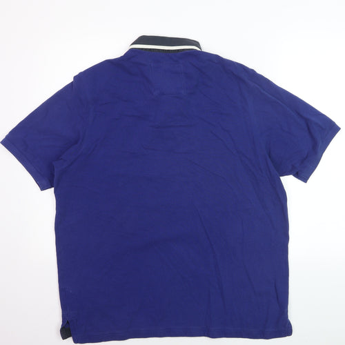 Marks and Spencer Men's Blue Rugby Polo Shirt Large Cotton