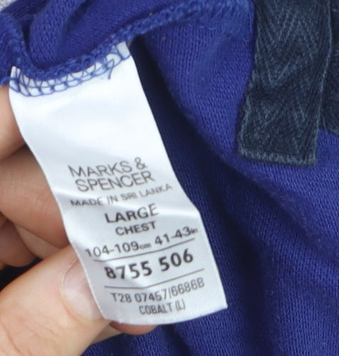 Marks and Spencer Men's Blue Rugby Polo Shirt Large Cotton