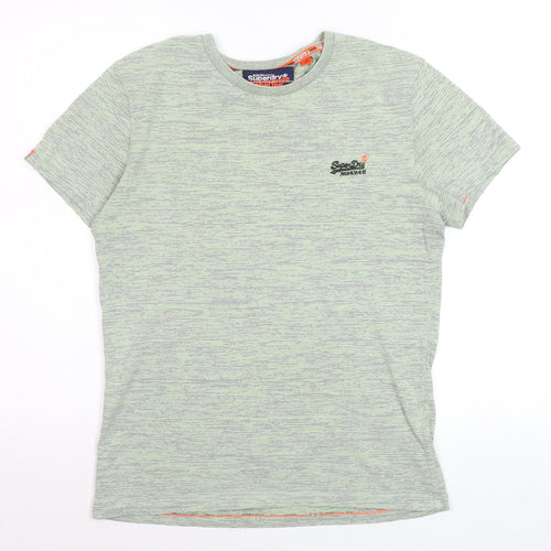 Superdry Men's Green Crew Neck The Orange Label Tee Medium Cotton Blend