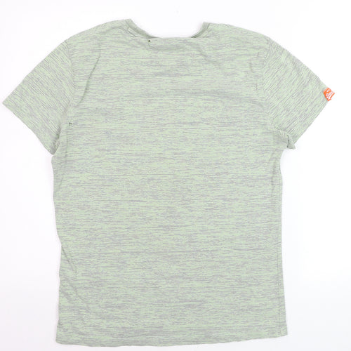 Superdry Men's Green Crew Neck The Orange Label Tee Medium Cotton Blend