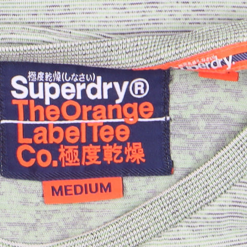 Superdry Men's Green Crew Neck The Orange Label Tee Medium Cotton Blend