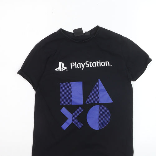 Primark Boys Black PlayStation T-Shirt 9-10 Years Short Sleeve Graphic