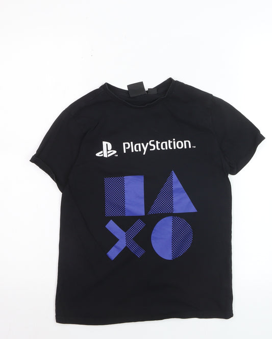 Primark Boys Black PlayStation T-Shirt 9-10 Years Short Sleeve Graphic