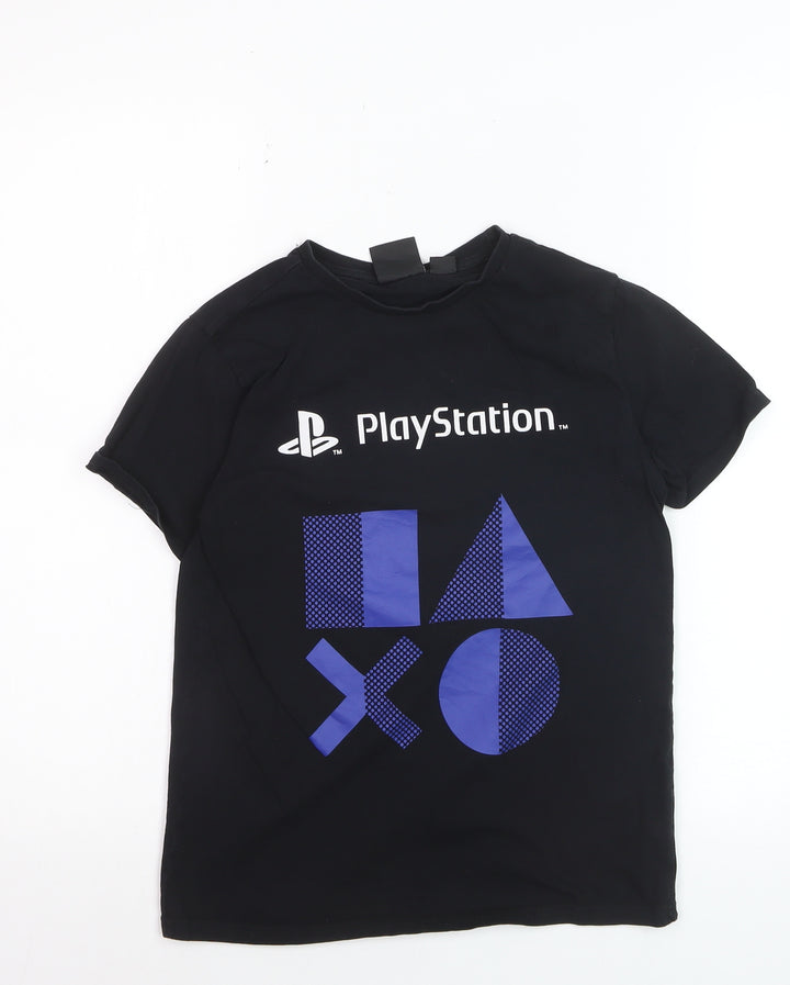 Primark Boys Black PlayStation T-Shirt 9-10 Years Short Sleeve Graphic