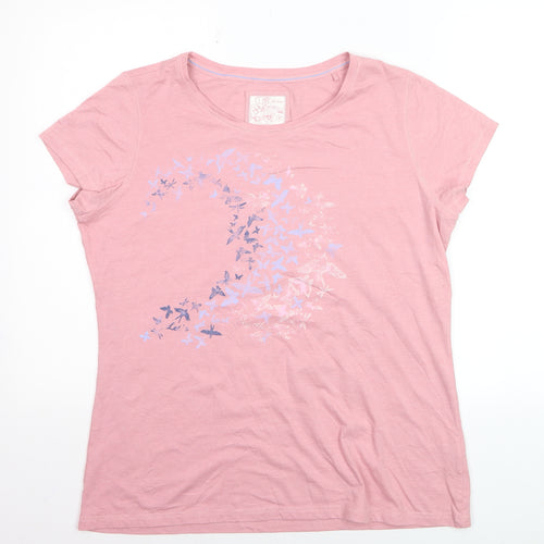 Fat Face Women's Pink Butterfly Print Cotton T-Shirt Size 18