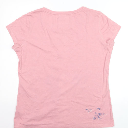 Fat Face Women's Pink Butterfly Print Cotton T-Shirt Size 18