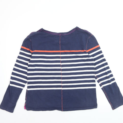 White Stuff Girls Blue Striped Long Sleeve Star T-Shirt 9-10 Years