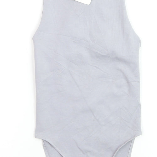 Zara Women Grey Sleeveless Tank Bodysuit XS Cotton Stretch