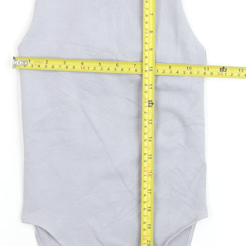 Zara Women Grey Sleeveless Tank Bodysuit XS Cotton Stretch