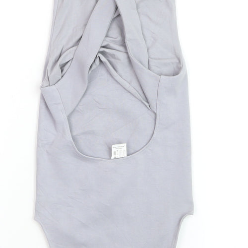 Zara Women Grey Sleeveless Tank Bodysuit XS Cotton Stretch
