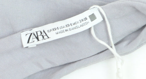 Zara Women Grey Sleeveless Tank Bodysuit XS Cotton Stretch