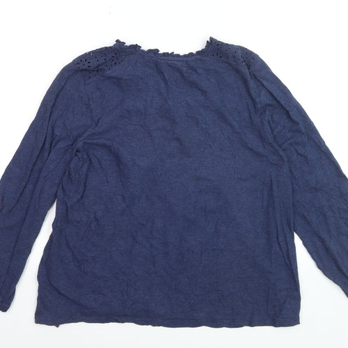 Wear Me With Love Womens Blue Cotton Long Sleeve Tunic Blouse Size 12